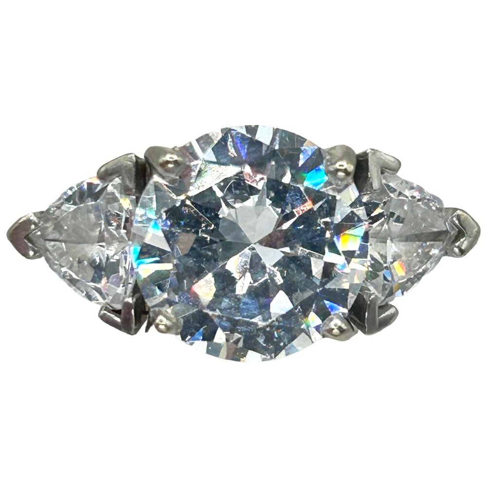 Stuller 14k White Gold 5+ctw Lab CZ 3-Stone Band Ring - Ring Size 5